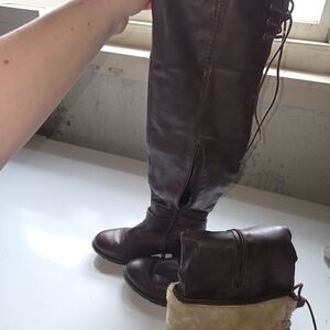 Brown Leather Knee-High Boots